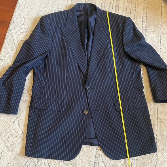 Men’s blue pinstripe coat custom from gariane Dallas-VITALE BARBERIS CANONICO - Picture 3 of 11